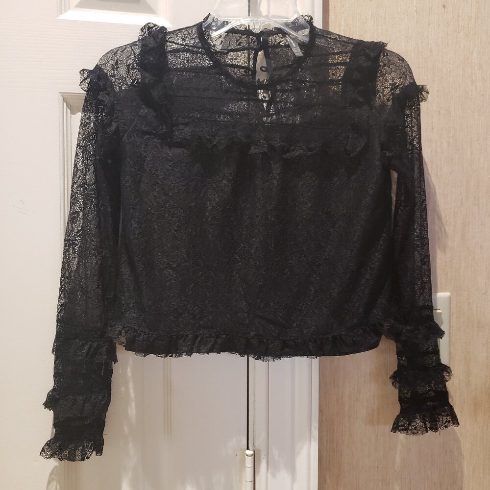 ZARA Trafaluc Collection Black Lace Blouse XS